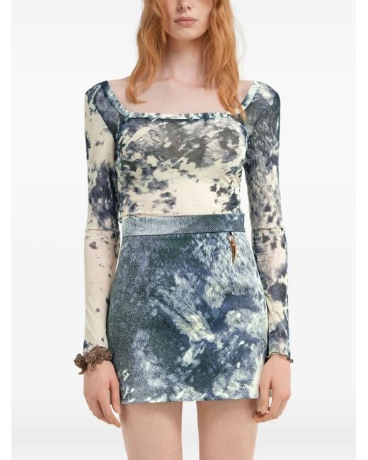 Roberto Cavalli Blue Appaloosa-Print T-Shirt