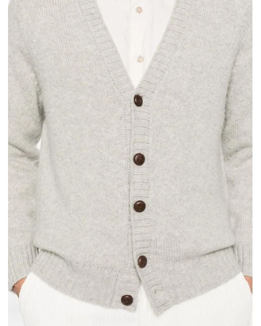 Eleventy White Button-Up Wool Cardigan for men
