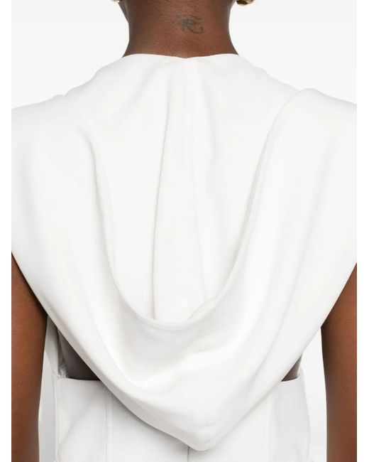 Vestiaire d'un Oiseau Libre Mouwloze Midi-Jurk Met V-Hals in het White