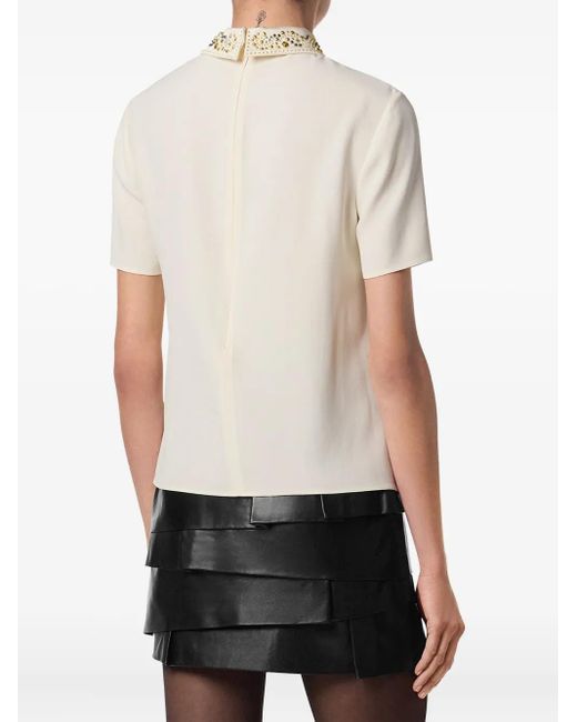 Versace Top Met Verfraaide Kraag En Korte Mouwen in het White