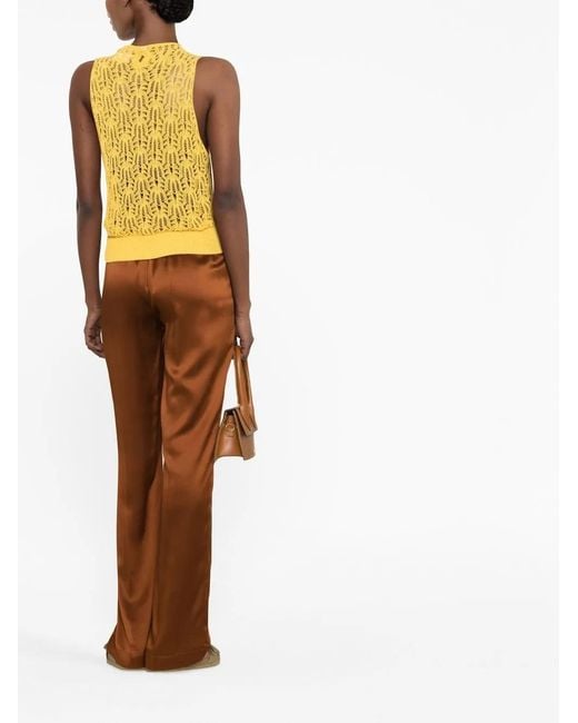 Stella McCartney Yellow Pointelle-Knit Sleeveless Top