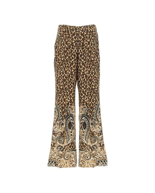 Etro Natural Leopard-Print Trousers