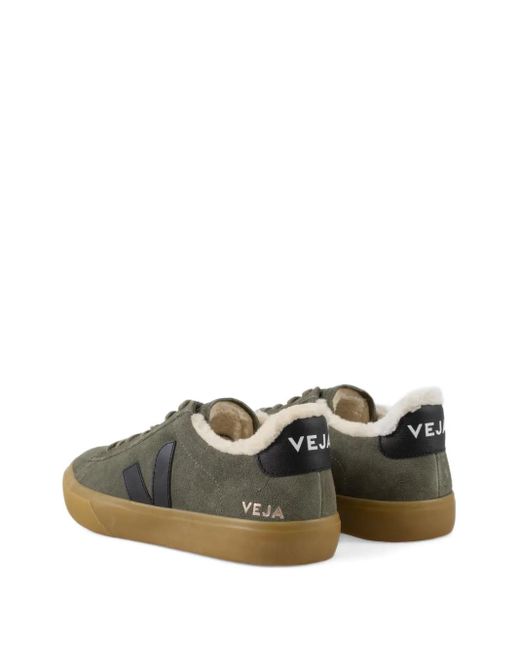 Veja Green Campo Suede Shearling Sneakers