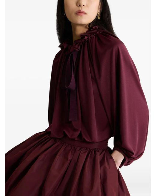 Patou Purple Ruffled Satin Blouse