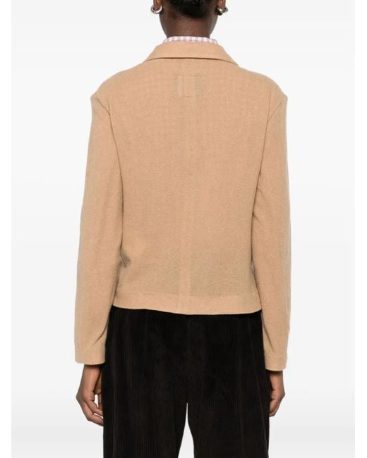 R13 Natural Twisted Lapel Top