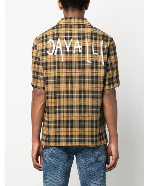 Roberto Cavalli Multicolor Graphic-print Plaid Short-sleeve Shirt for men