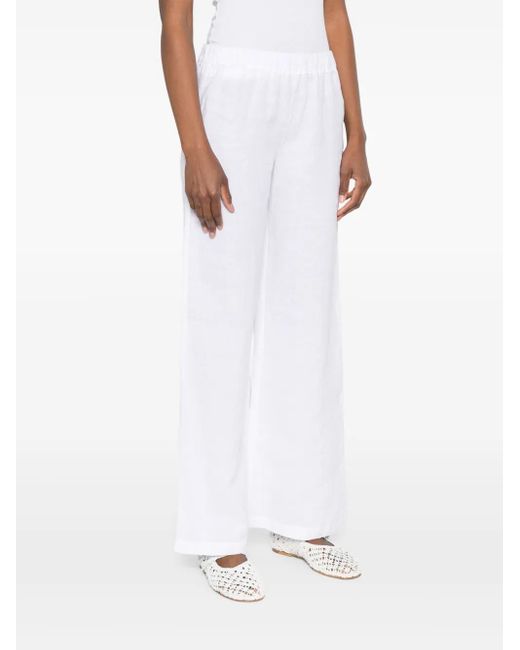 120% Lino White Linen Trousers