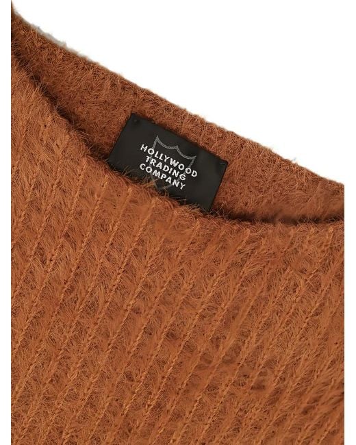 HTC Brown Ribbed-Knit Sweater