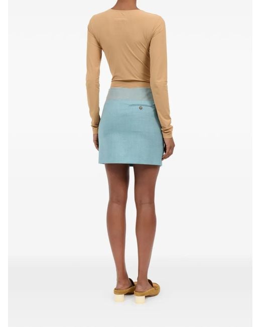 MM6 by Maison Margiela Blue Two-Tone Wool Mini Skirt