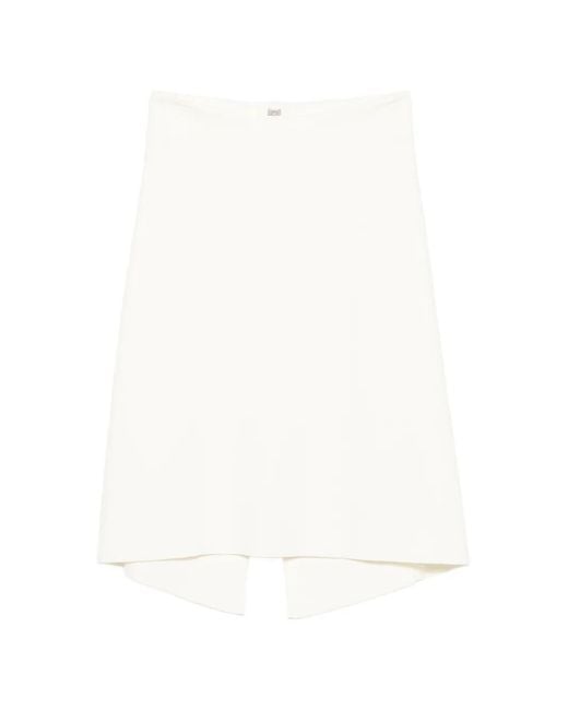 Totême White Buttoned-Back Midi Skirt