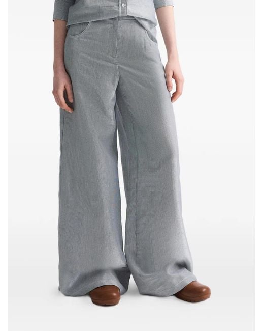 Twp Gray Dillon Pinstriped-Pattern High-Waisted Trousers