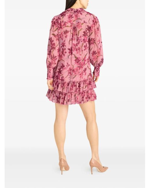 Robe Volantée À Fleurs Cinq À Sept en coloris Red