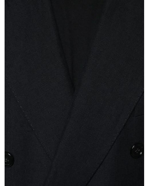 Dolce & Gabbana Black Double-Breasted Linen Blazer for men