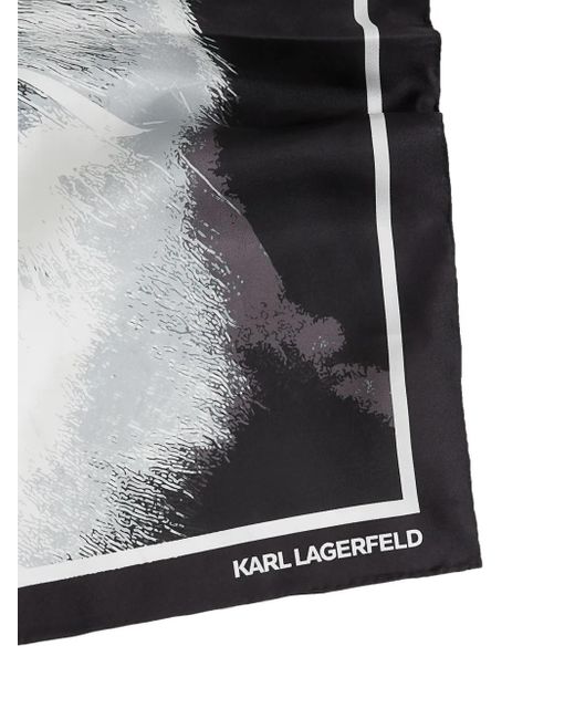 Karl Lagerfeld Black Ikon Choupette Silk Scarf