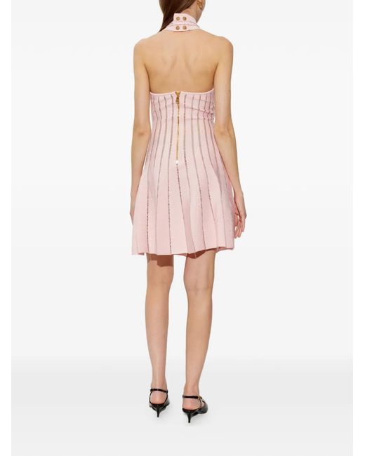 Balmain Pink Cross-Strap Backless Mini Dress