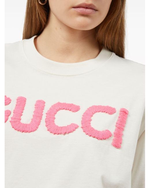 T-shirt A Maniche Corte In Jersey Di Cotone di Gucci in White