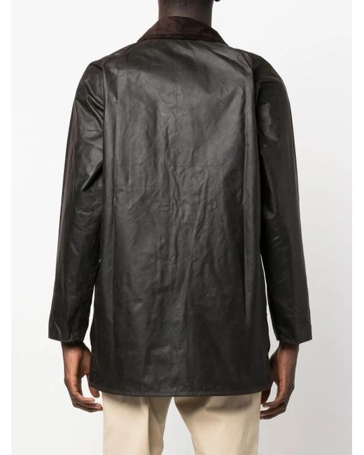 Barbour Black Waxed Cotton Coat for men