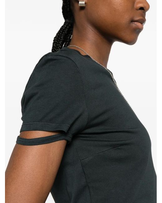Covert Black Bow-Detail Curved-Hem T-Shirt
