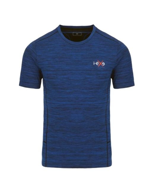I-Exe Blue Marl-Pattern Logo-Print T-Shirt for men