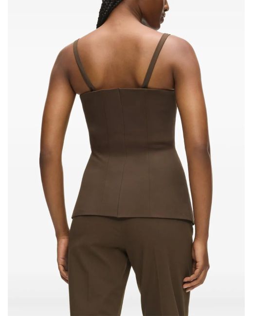 Karl Lagerfeld Brown Square-Neck Waistcoat