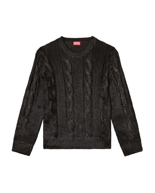メンズ DIESEL K-michiu ケーブルニット セーター Black