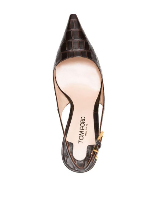 Tom Ford Metallic Angelina 85 Leather Pumps