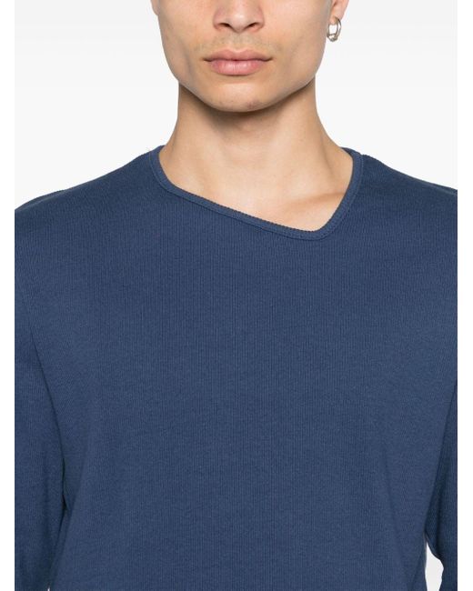Bianca Saunders Blue Asymmetric-neck Cotton T-shirt for men