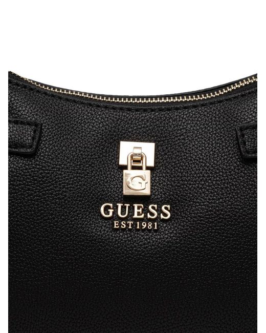 Guess Black Yesba Pebbled-Effect Padlock Shoulder Bag