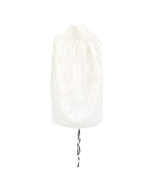 Paloma Wool White Sheer Pleated Top