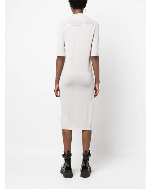 Calvin Klein White Long Wool Dress