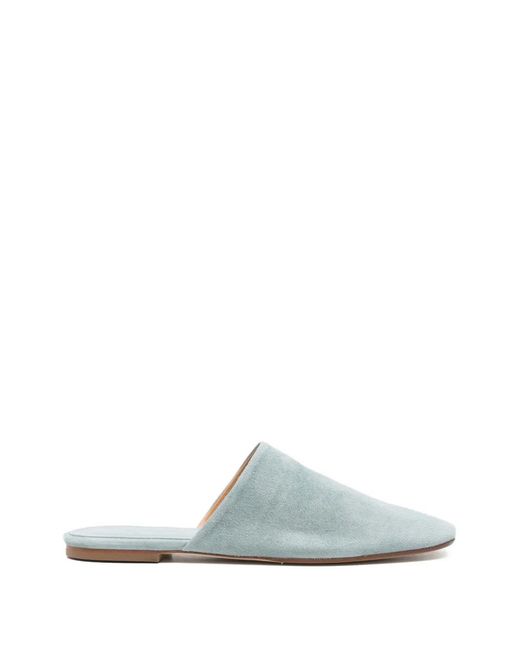 Aeyde White Rega Suede Round-Toe Mules