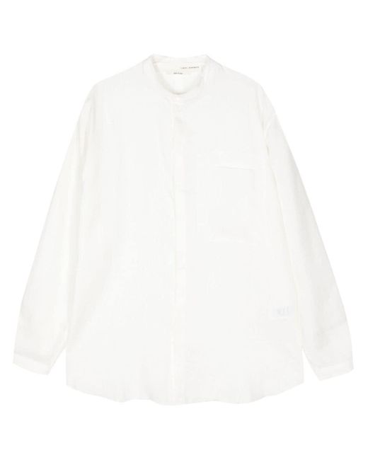 Isabel Benenato White Band-collar Linen Shirt for men