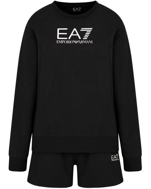 EA7 Black Joggingshorts mit Logo-Print