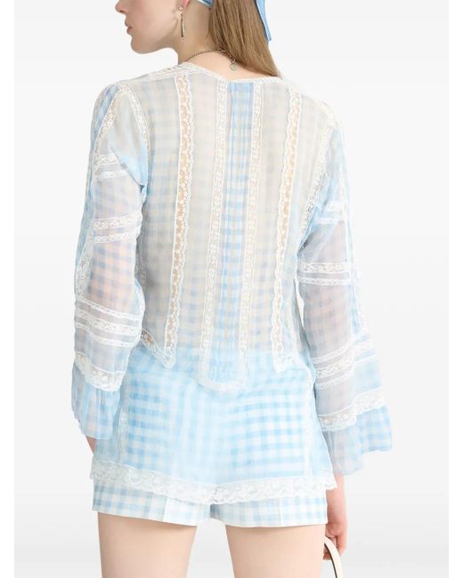 Ermanno Scervino White Blouse En Soie À Imprimé Graphique