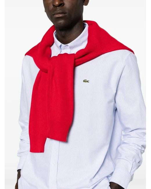 Lacoste Overhemd Met Logo-Patch En Verticale Streep in het White voor heren