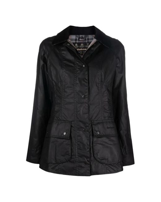 Barbour Black Corduroy-Collar Hooded Coat