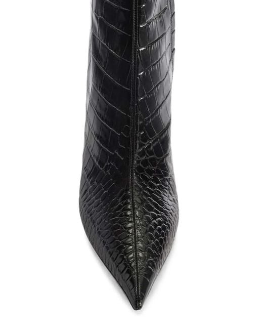Paris Texas Black Vera 85 Croco Print High Boots