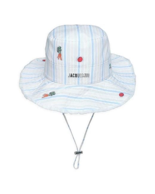 Jacquemus Blue Striped Bucket Hat for men