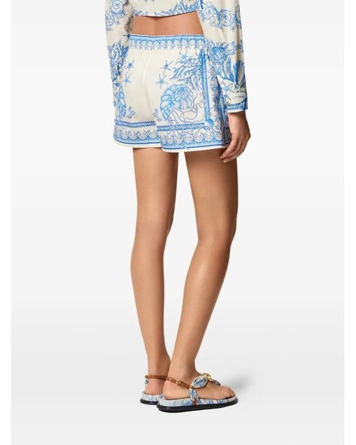 Versace Blue 'Underwater Barocco Bicolour Foulard' Shorts