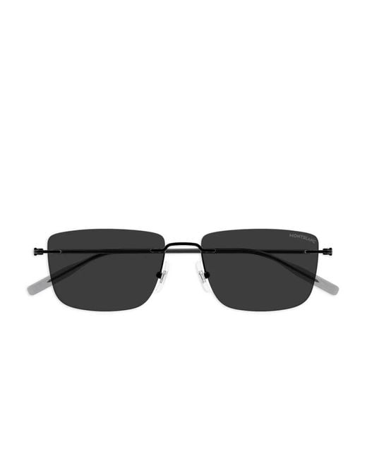 Montblanc Black Square-Frame Sunglasses for men