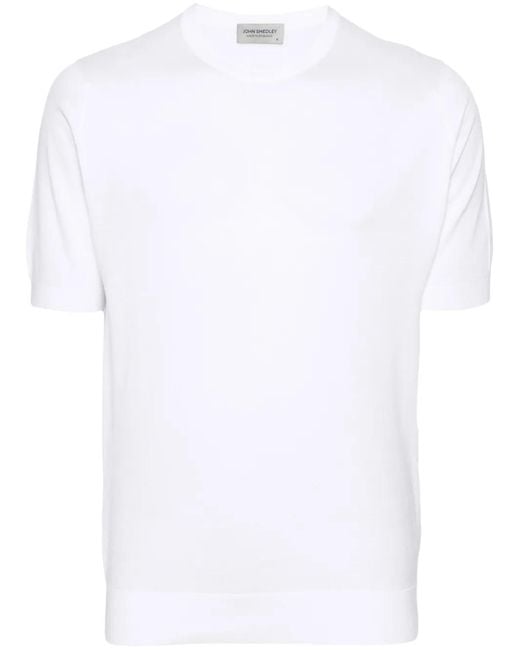 John Smedley White Kempton Knitted Cotton T-Shirt for men