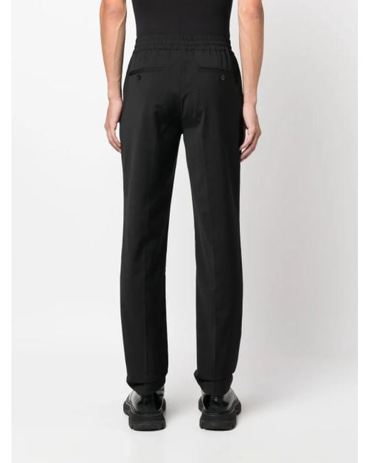 Sandro Black Elasticated Straight-Leg Trousers for men