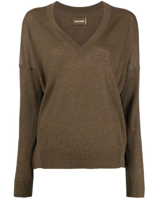 Zadig & Voltaire Logo-embellished Cashmere Jumper in Green | Lyst Canada