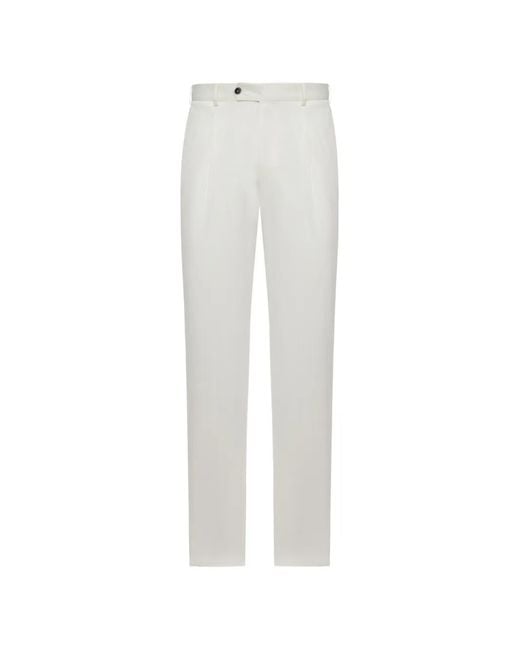 PT Torino White Tailored Pleated Trousers for men