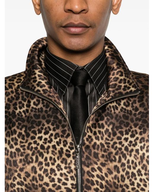 Ernest W. Baker Brown Animal-Print Zip-Fastening Jacket for men