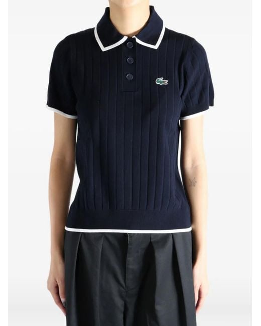 Lacoste Black Ribbed-knit Polo Shirt