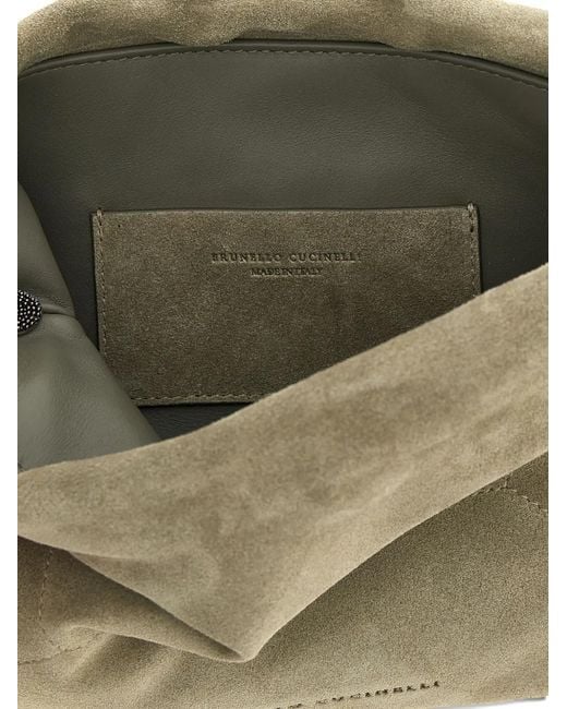 Brunello Cucinelli White Embossed Jewel Duo Shoulder Bag