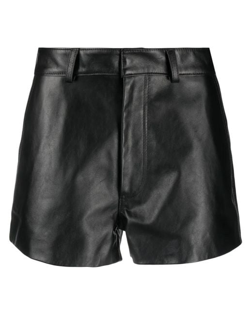 Gcds Black Thigh-Length Leather Shorts for men
