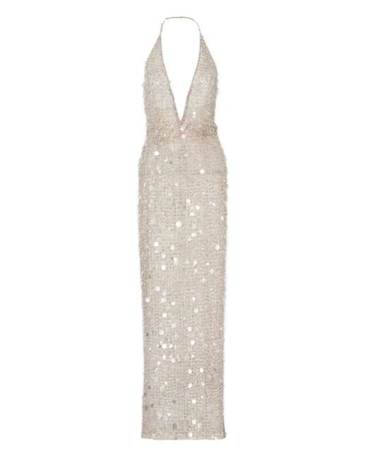 Vestido de fiesta con lentejuelas Carolina Herrera de color White