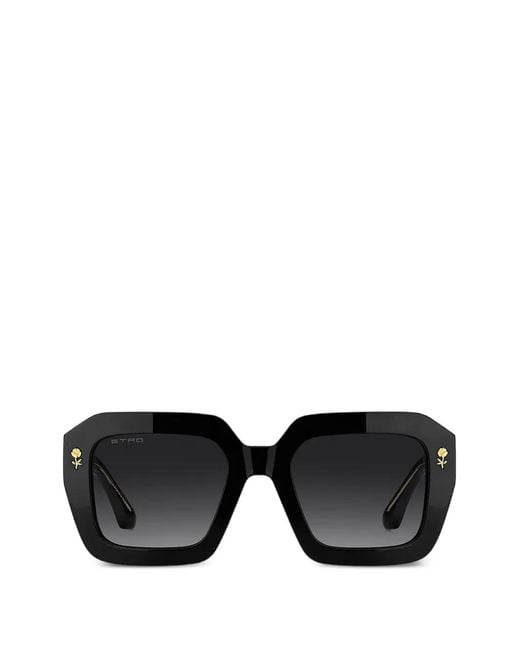 Etro Black Flower Geometric Sunglasses